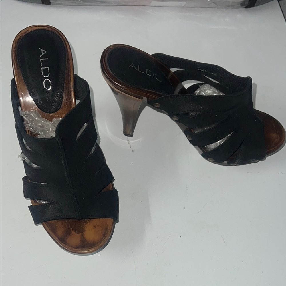 Aldo Black Women's Heeled Sandals Sz 8 - Picture 3 of 10
